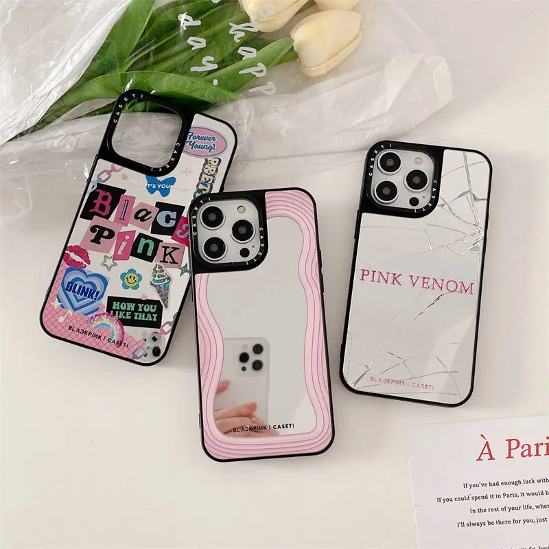 

Fashion Korean Band Pink Mirror Surface Phone Case Cover for IPhone 11 12 13 14 Pro Max Case for IPhone 14 Pro Max