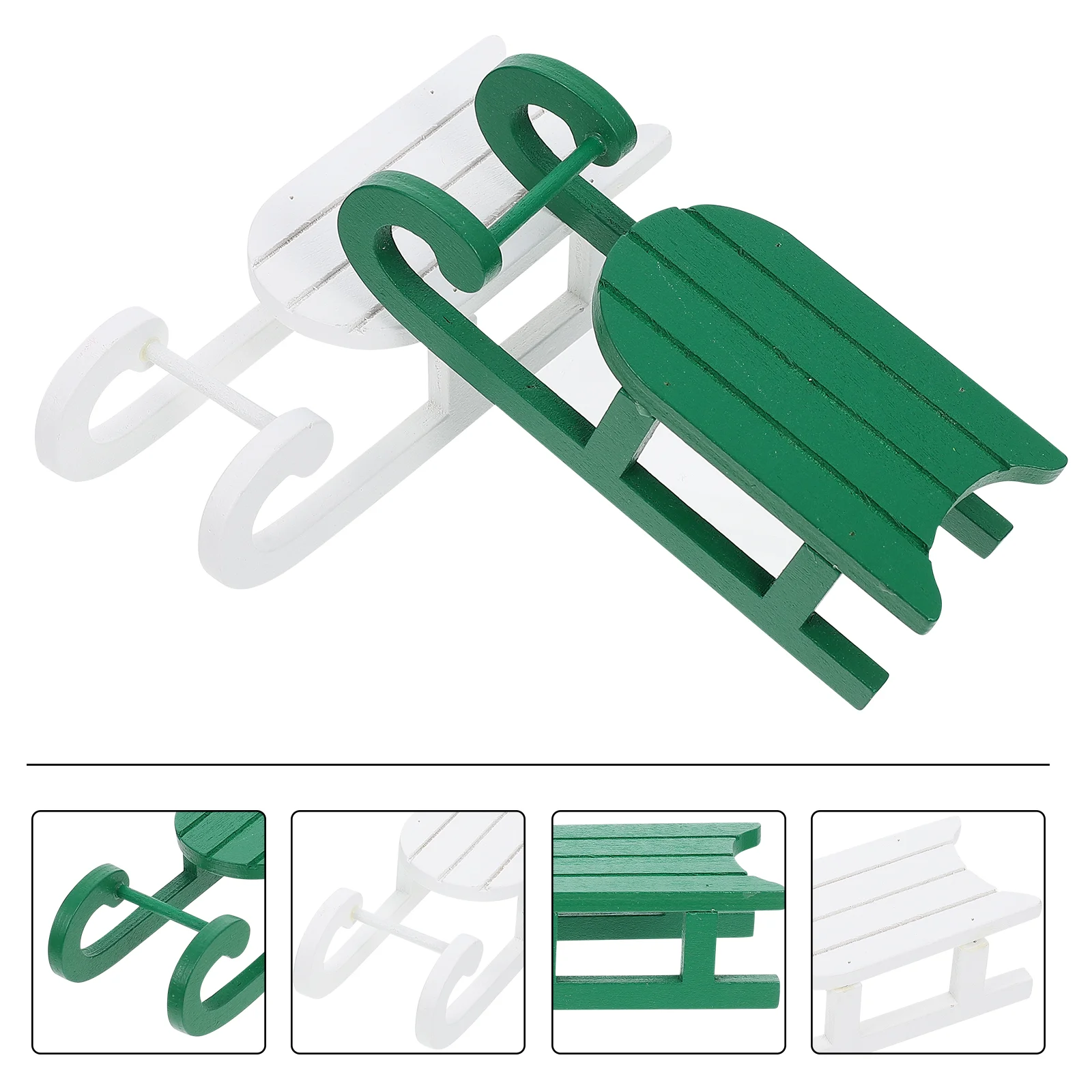 

2pcs Christmas Sleigh Ornaments Pretty Sled Creative Ornaments Wooden Ornaments