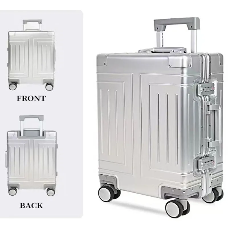 Алюминиевый дорожный чемодан на колесиках с кодовым замком цвета в ассортименте