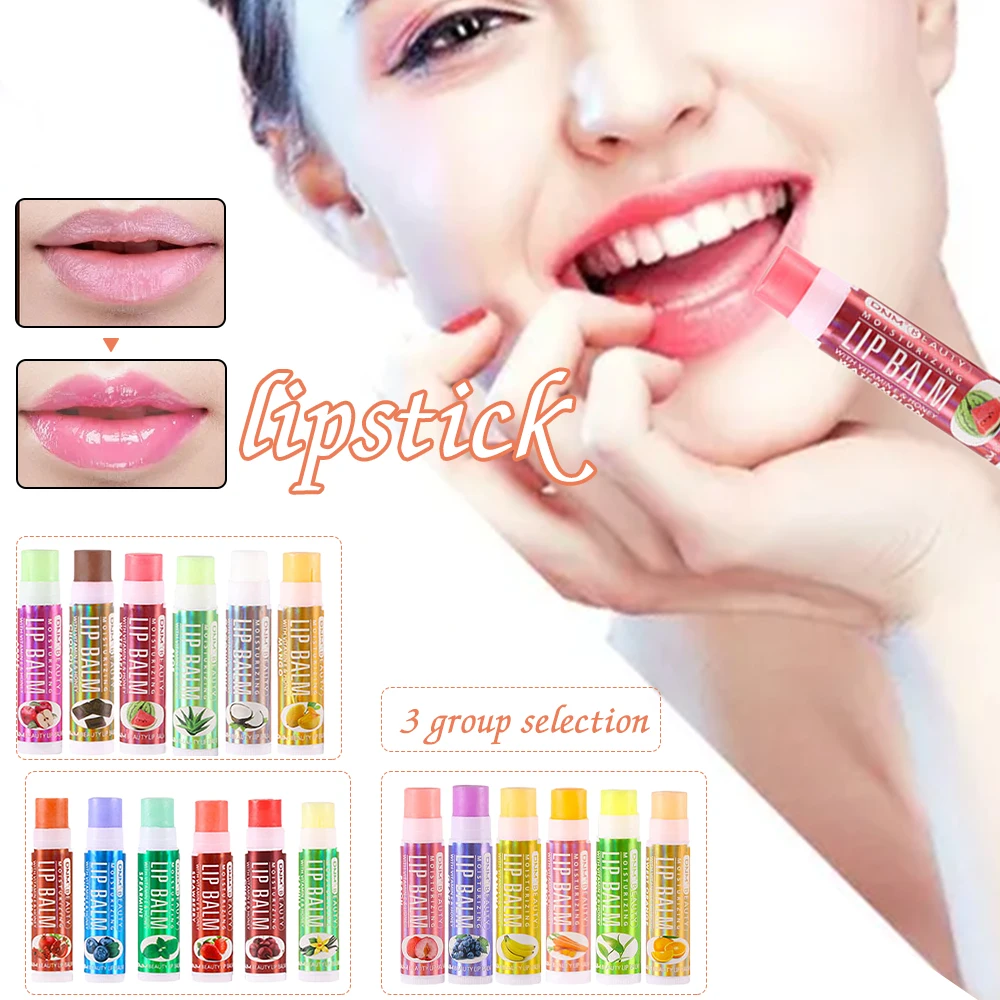 

6pcs Lip Balms In Assorted Fruit Flavors To Moisturise And Nourish Lips Foundation Lip Balm Set For Ladies Lip Care Makeup Tools