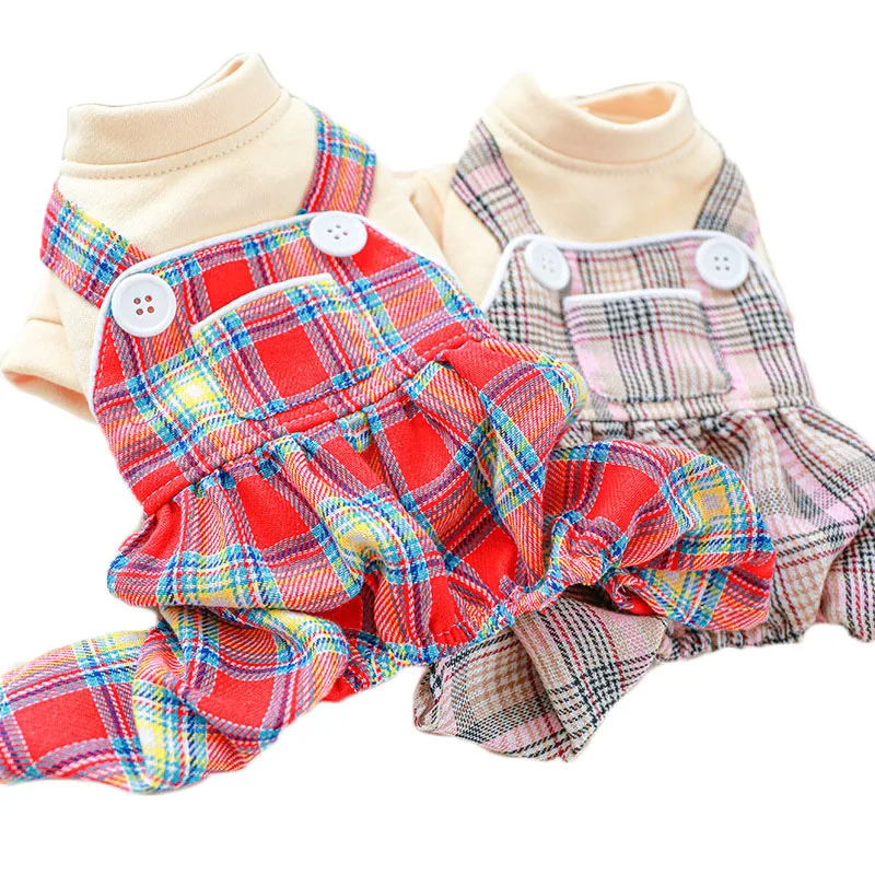 

Plaid Dog Pajamas Overalls Pet Clothes Dog Jumpsuit Onesies Costume For Small Medium Dogs Chihuahua Yorkshire Terrier Tracksuits