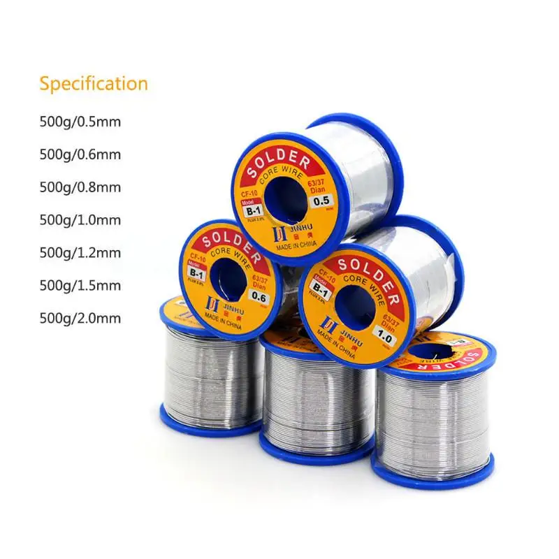 

Solder Wire 0.5/0.6/0.8/1.0/1.2/1.5/2.0mm Free Clean Rosin Core Low Melting Point High Brightness Soldering Tools 500g/roll