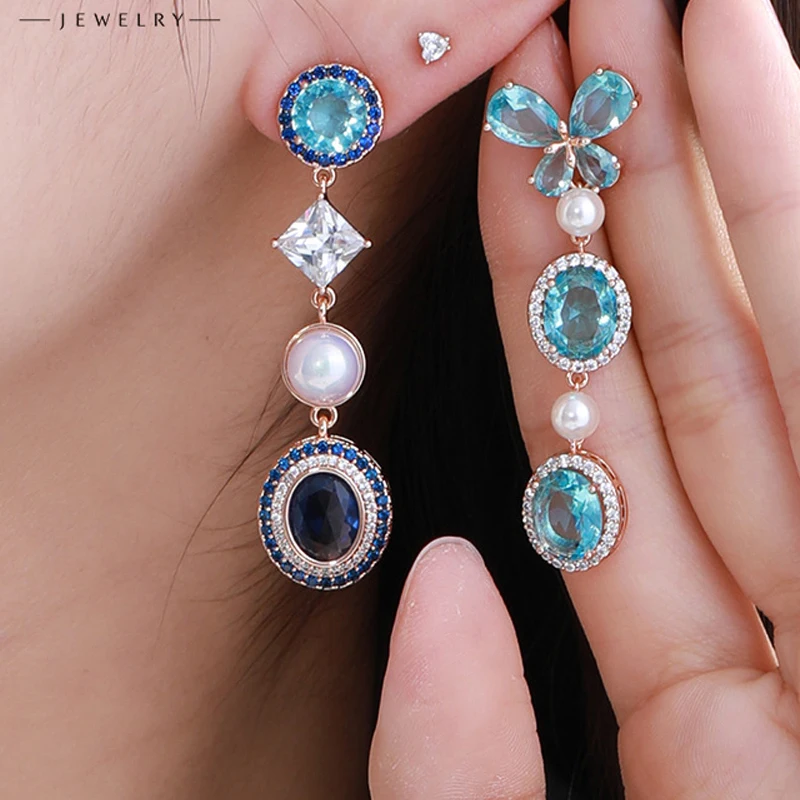 Овальные серьги Caibao из искусственного драгоценного камня в форме бабочки