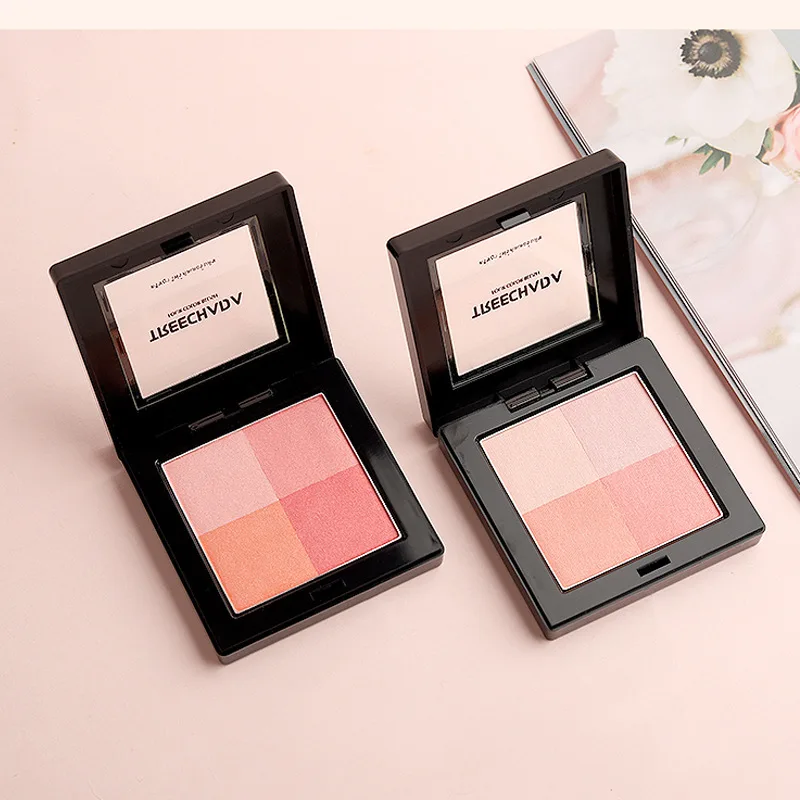 

4-color plaid blush to brighten the complexion and repair the rouge natural lasting orange powder pearly highlight
