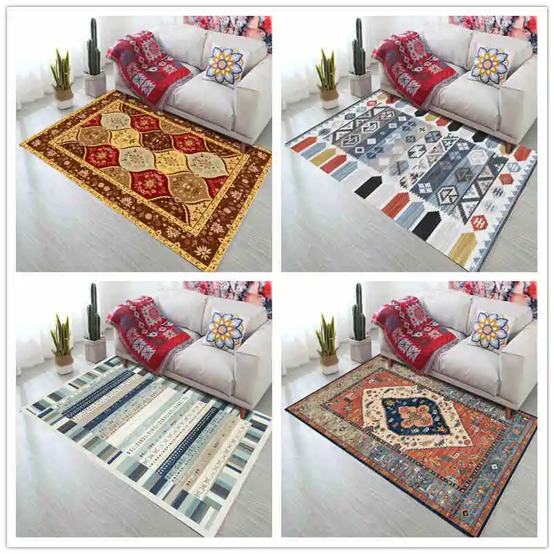 

Persian Geometry Carpets Non-Slip Carpet Living Room Bedroom Rectangle Area Rugs Boho Tapis Soft Mats Salon Home Bathroom Rugs