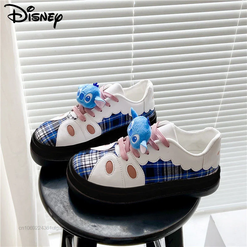 

Disney Cartoon Stitch New Shoes Fashion Women Luxury Design Platform Shoes Y2k Student Sneakers Korean Style Soft Cute Flat Shoe