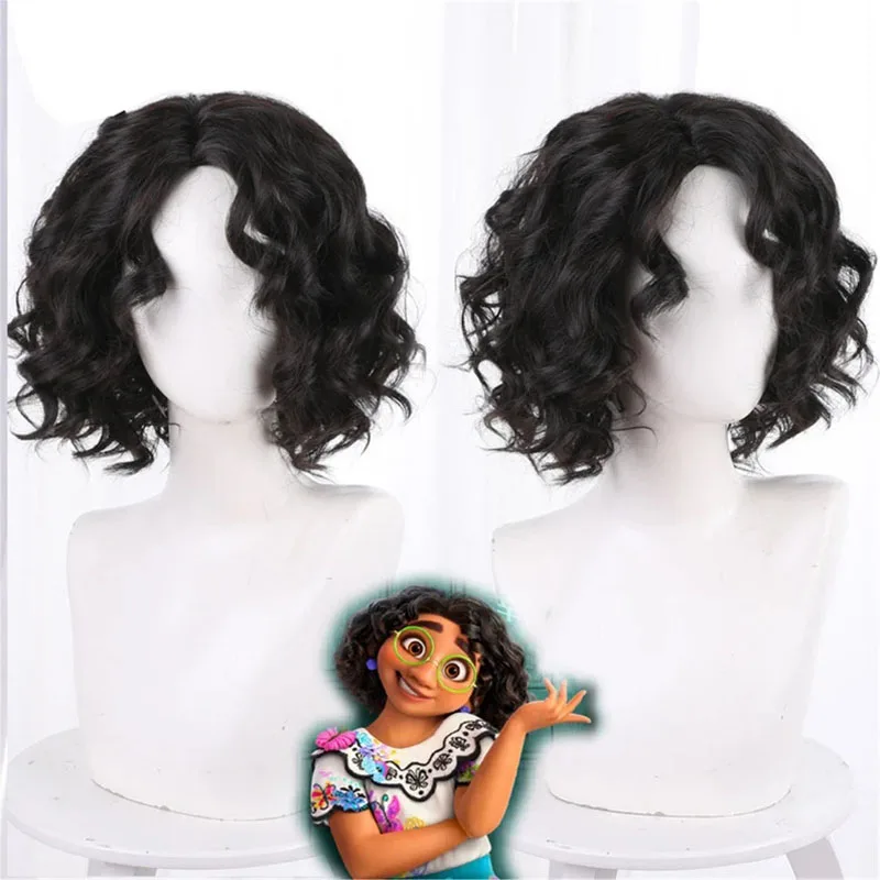 Купи Anime Fantasy Magic Full House Encanto Heroine Mirabel Cospaly Wig Mirabel Black Styled Wavy Short Hair Cos Party за 649 рублей в магазине AliExpress