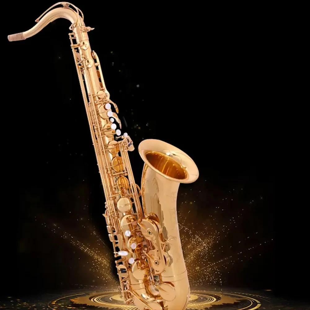 

Professional 991 Bb brass lacquered gold tenor sax instrument gold shell keys tenor saxophone instrument with case