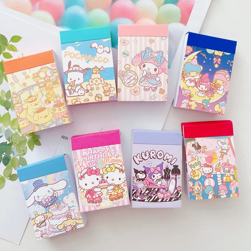 

Kawaii Sanriod Anime Series Mymelody Hello Kittyed Kuromi Mini Sticker Book Small Notebook Baby Girls Girlfriend Holiday Gift