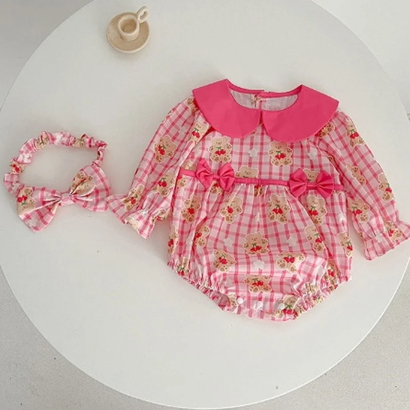 Весенне-осеннее милое боди с длинными рукавами и воротником Питер Пэн для