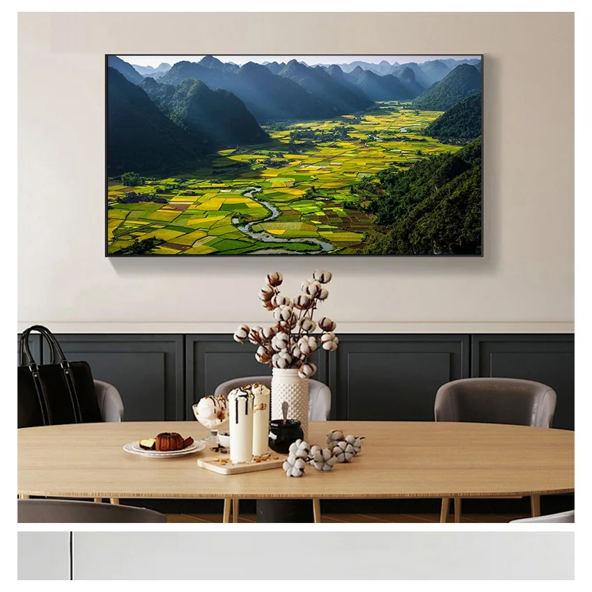 Зеленый поль плакат терраса природный пейзаж настенная живопись на холсте