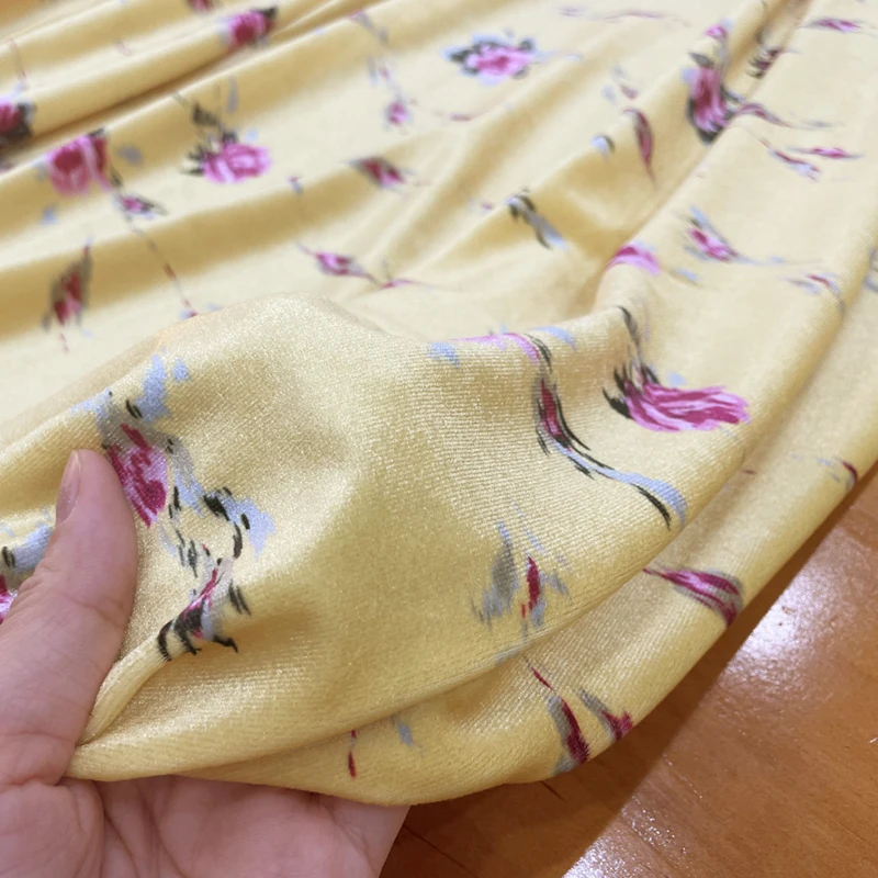 Брендовая модная дизайнерская велюровая ткань с желтым цветочным принтом