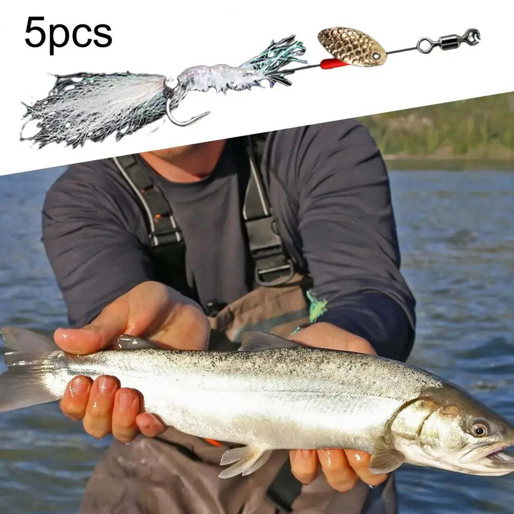 

5Pcs Durable Fishing Bait Rigs Stainless Steel Hook Lightweight Fishing Lure Rigs Outdoor Fishing Fake Lure Rigs Kit