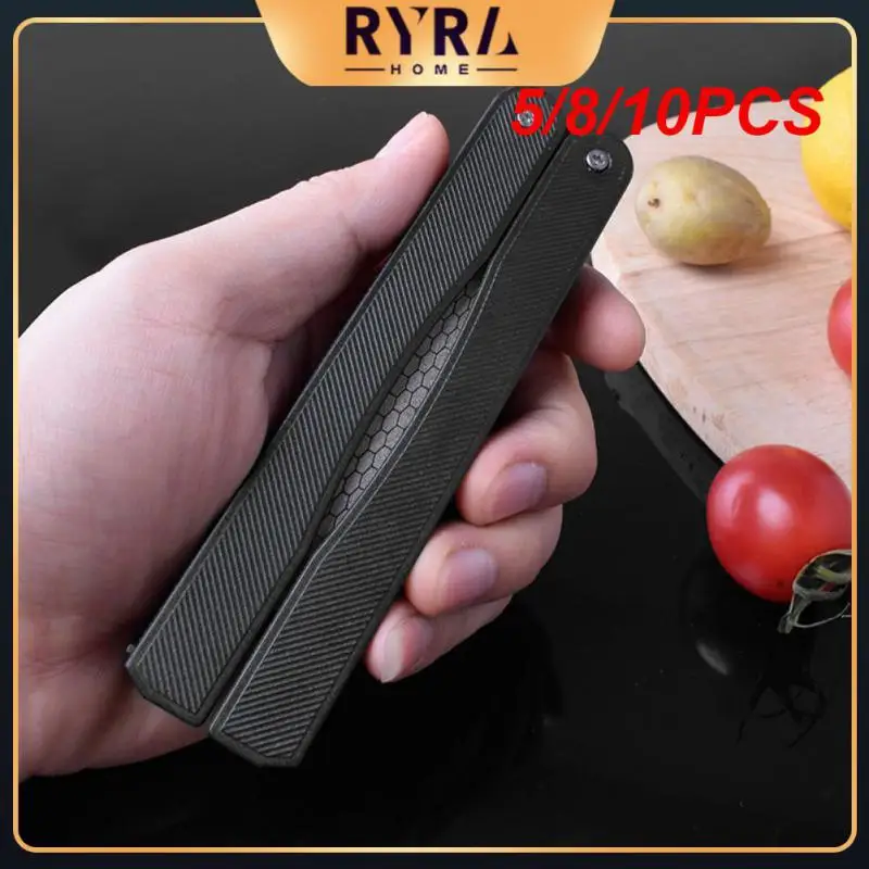 

5/8/10PCS Knife Sharpener Folding Design 91g Diamond Fan Sharpener Labor-saving Comfortable Grip Kitchen Sharpening Stones Emery