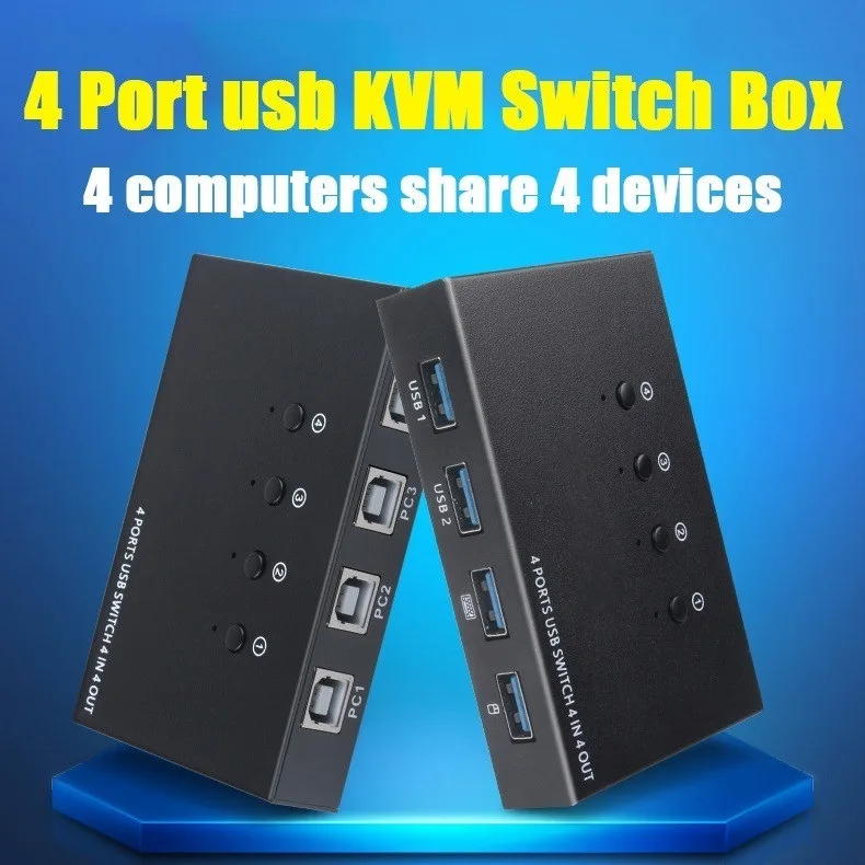 

4-портовый USB квм-переключатель Φ 4 input-4 выход USB квм-переключатель 1 комплект управления клавиатурой и мышью 4 узла