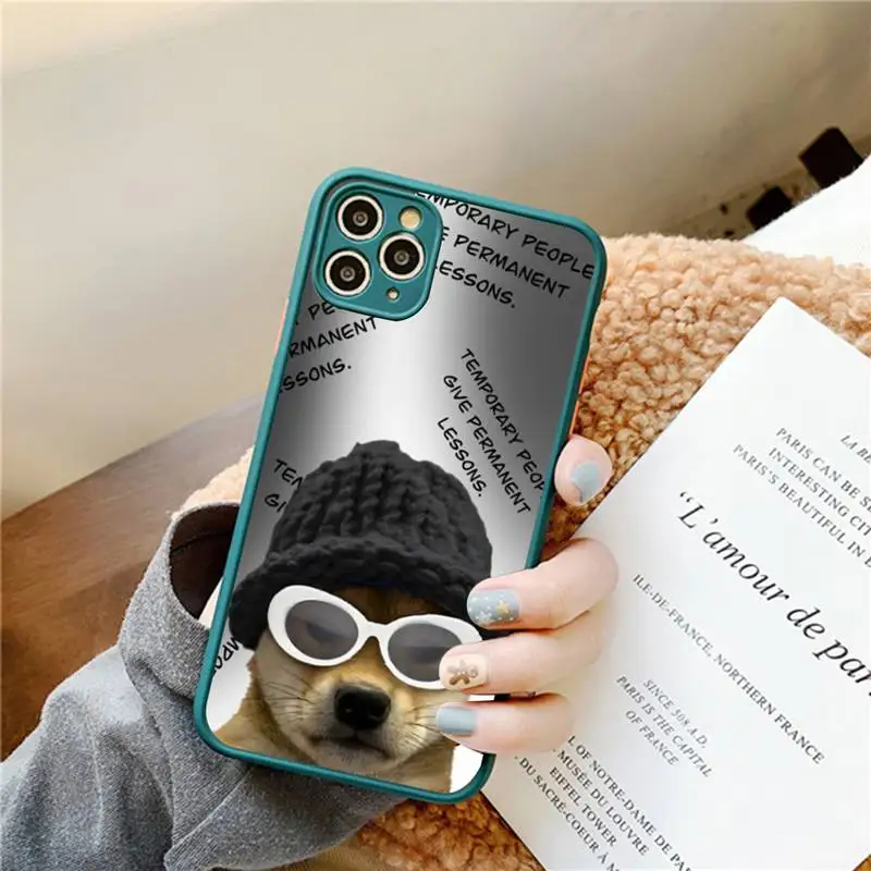 Cartoon Funny Dog Phone Case for iPhone 14 11 12 13 Mini Pro Max 8 7 Plus X XR XS MAX Translucent Matte Cover