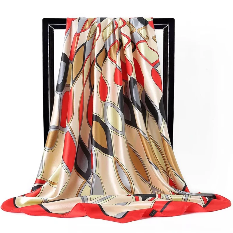 

2022 Headcloth Four Seasons Bandannas Fashion Colour Print Shawls Popular Flower 90X90CM Silk Scarves Luxury Sunscreen Kerchief