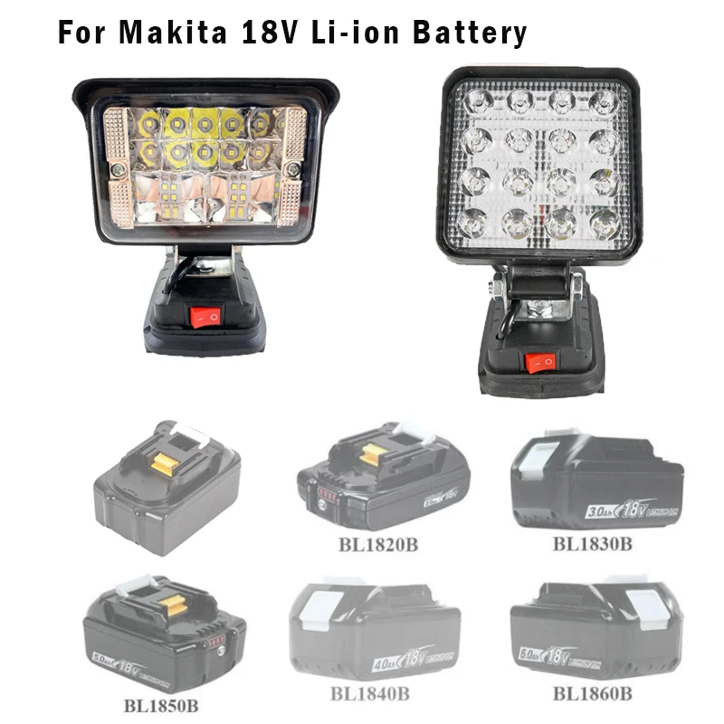 Фсветильник светодиодный Аккумуляторный литий-ионный для Makita, 18 в, 27 Вт, 3/4 дюйма