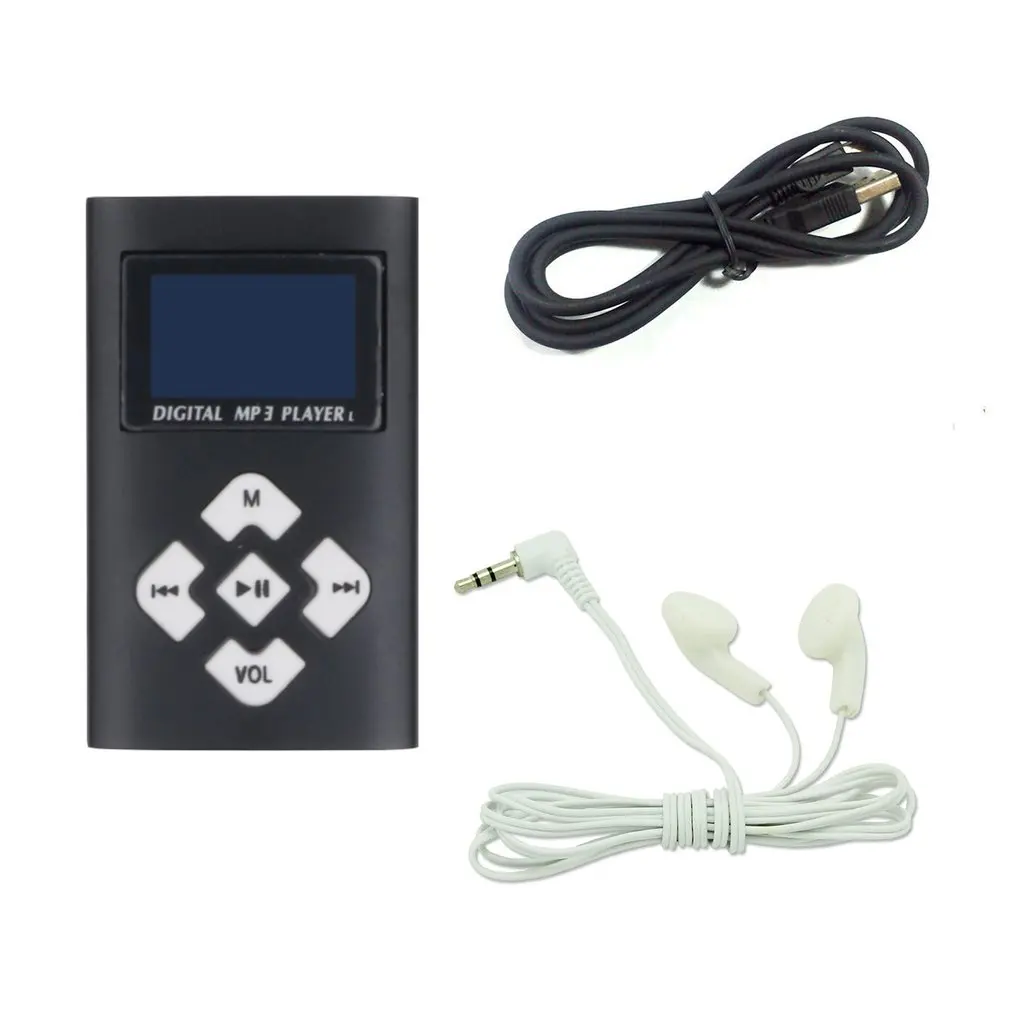 Portable MP3 Music Player With 1.1" Lcd Screen Mini Clip TF Card Slot USB MP3 Players + Earphone Music Player