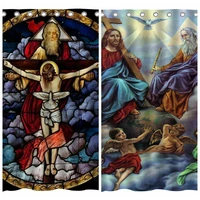 Christ Holy Heart Stained Glass Jesus Image Cute Little Angel Religious Icons Shower Curtain By Ho Me Lili For Bathroom Decor