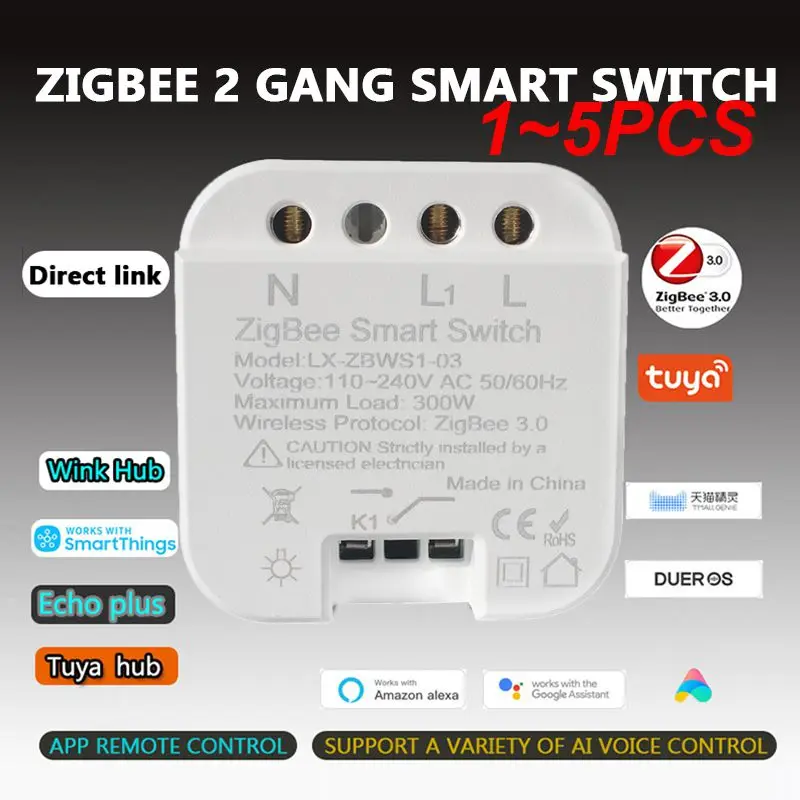 

1~5PCS ZigBee Smart Light Switch Relay Module 1/2Gang Dimmer Zigbee+RF Switch Support Alexa Yandex Alice Tuya