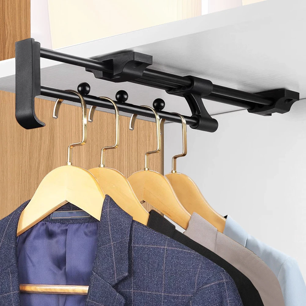 

Wardrobe Rod Closet Rod Adjustable Hanger Rod Space Saving Closet Organizer Aluminum Alloy Closet Organizer Hanger Rod Hardware