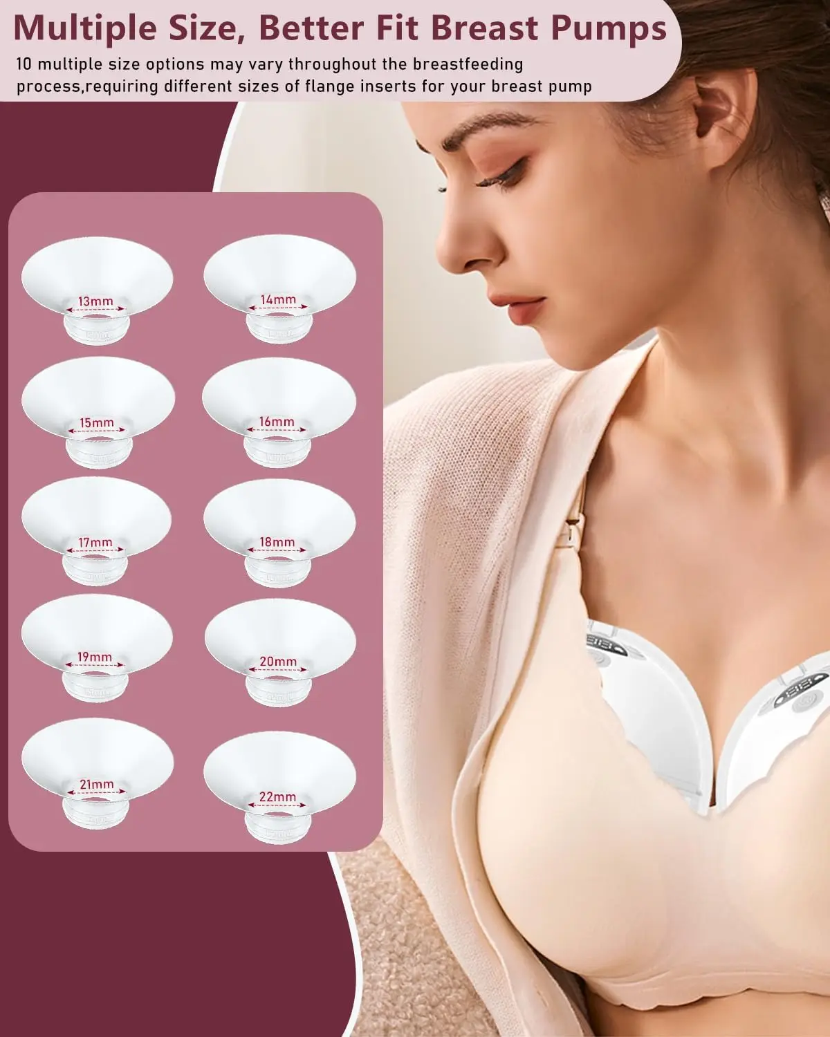 Фото Фланцевая вставка, совместимая с молокоотсосом Momcozy/Spectra/Medela/Elvie/NCVI/TSRETE/eufy/Lansinoh/XIMYRA, 24 мм щитки/Flanges №3