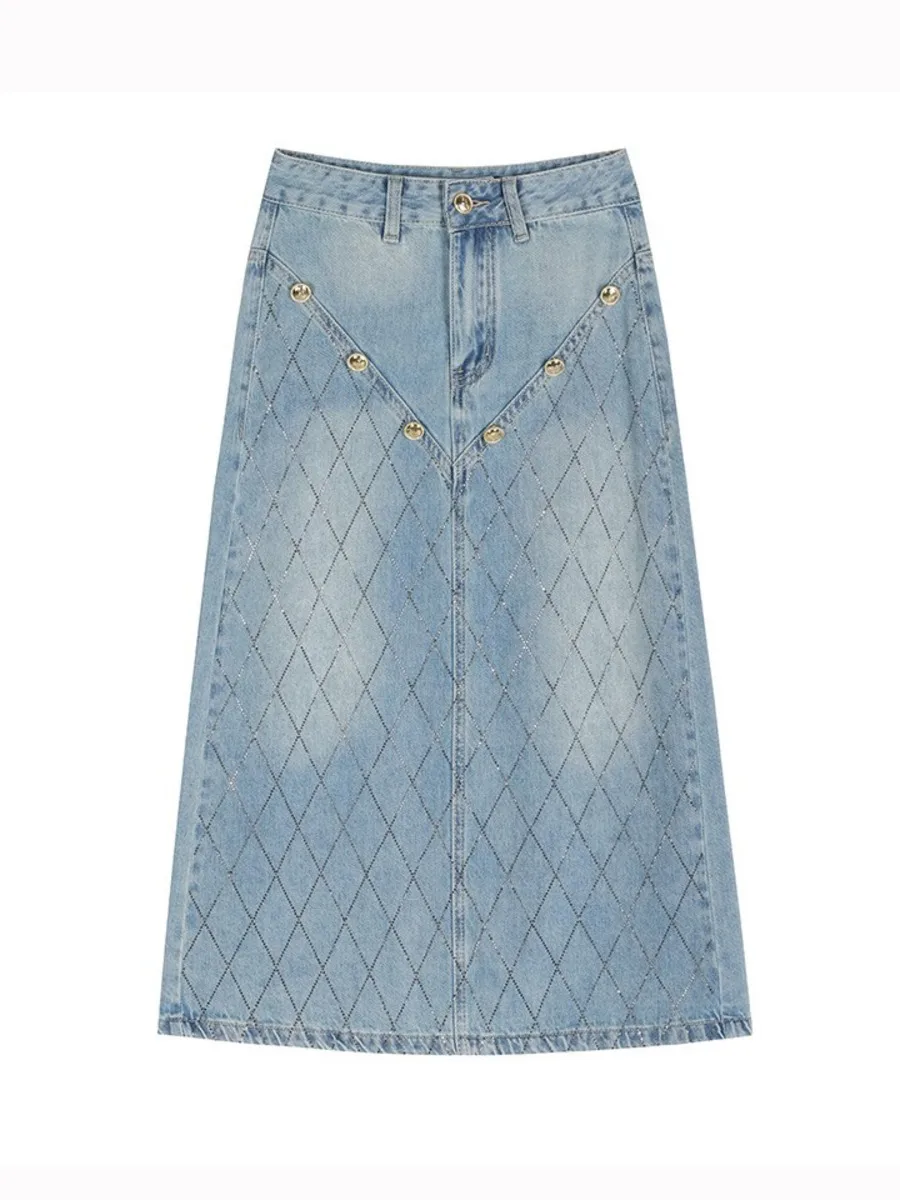 Женская летняя джинсовая юбка в шотландскую клетку