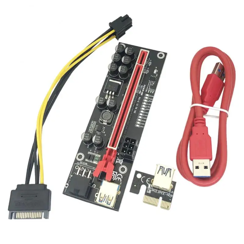 

Newest VER011 USB 3.0 PCIE Riser VER 011 Express 1X 4x 8x 16x Extender Riser Adapter Card SATA 15pin to 6pin Power Cable