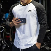 2022 summer mens cotton sweat absorbing long sleeve t shirt gym bodybuilding fitness breathable t shirt outdoor sports t shirt