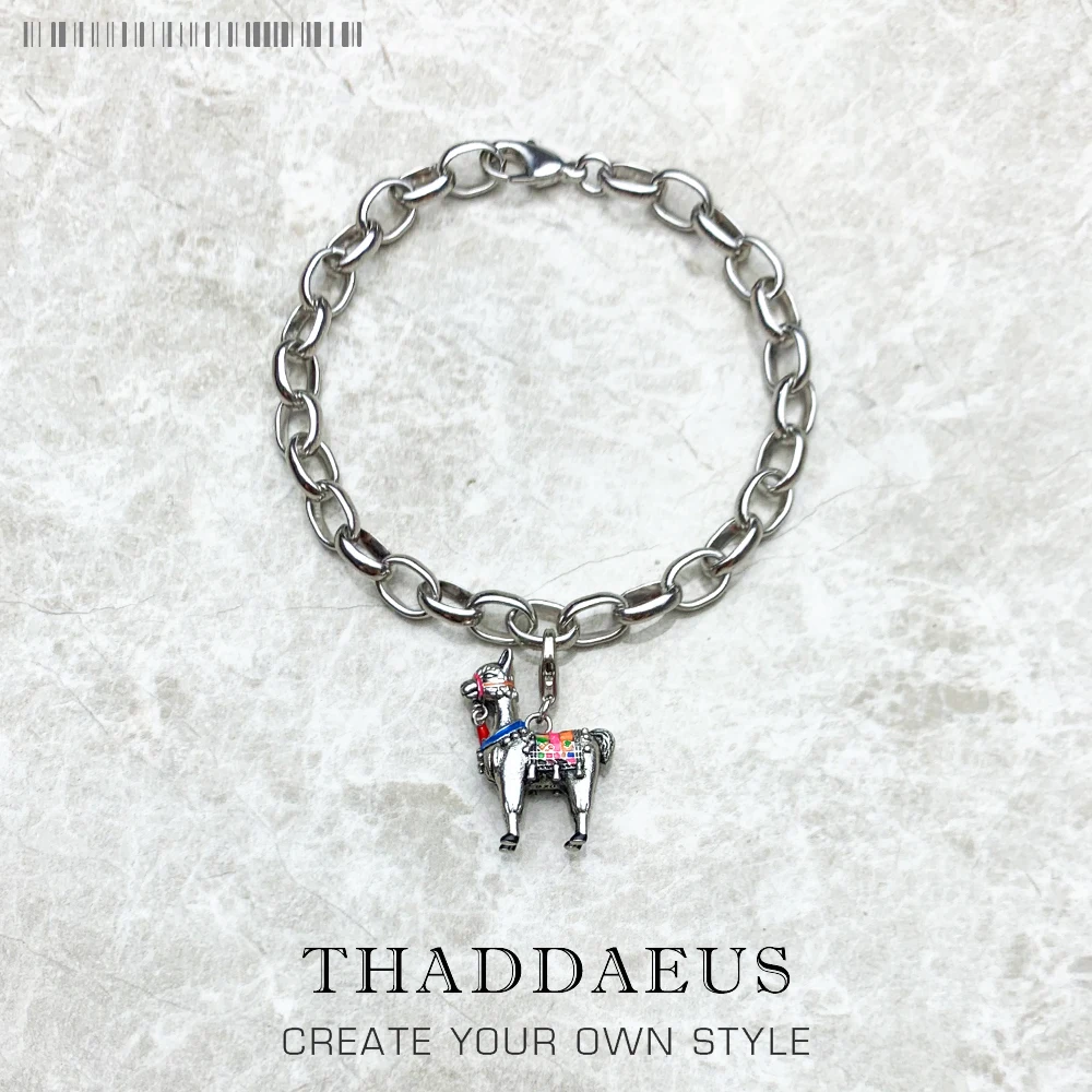 Браслет с ламой-альпакой, подарок для женщин из серебра 925 пробы в европейском стиле, летняя Совершенно новая цепочка со звеньями на удачу, ювелирные изделия