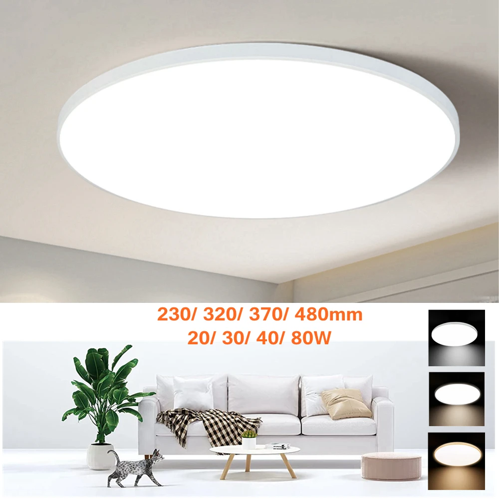 

Потолочный светильник ультра тонкий светодиодный 20/30/40/80 Вт Современная Потолочная люстра светильник приспособление для гостиной, спальни, внутреннего освещения
