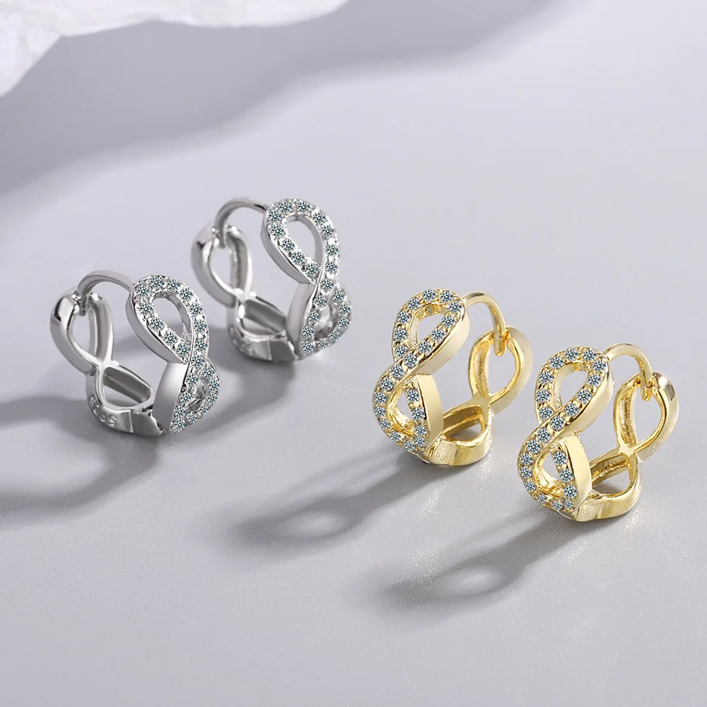 Wholesale Zircon Inlaid Diamond Chains Ear Clip Diamond Studded Hollow Simple Korean Style Numbers Earrings Ear Clip