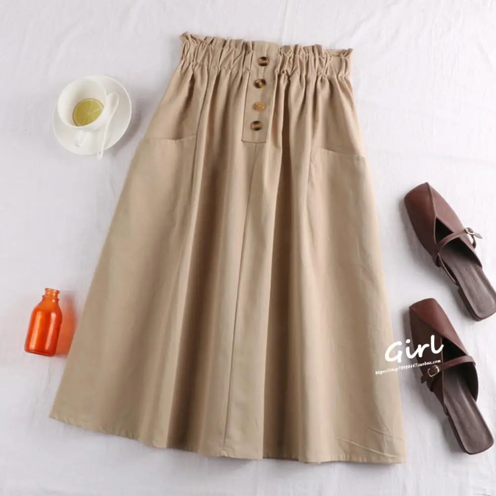 

Женская Осенняя юбка на пуговицах, Повседневная Эластичная трапециевидная юбка с карманами, модель Z1T9, 2023