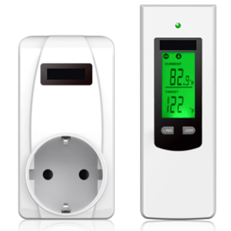 

Temperature Wireless Thermostat Heating Socket And Remote Controller White EU Plug