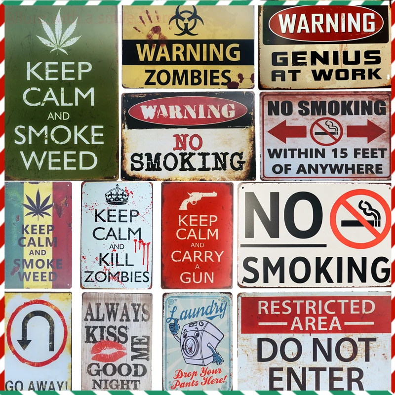 

Keep Calm and Smoke Weed Metal Tin Plate Sign Wall Room Man Cave Decoration Art Poster Wall Decor Room Decor