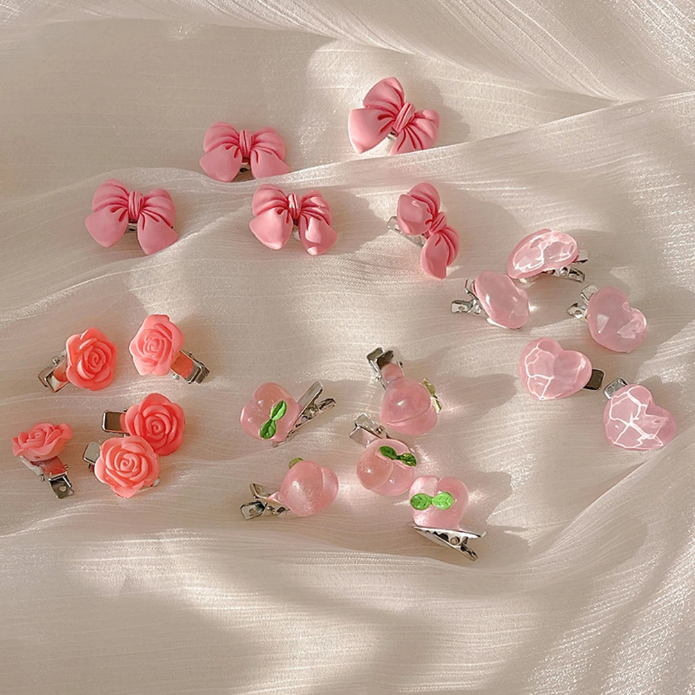 5 шт./лот милые Цветные Цветочные банты персиковые мини-заколки для волос девочек