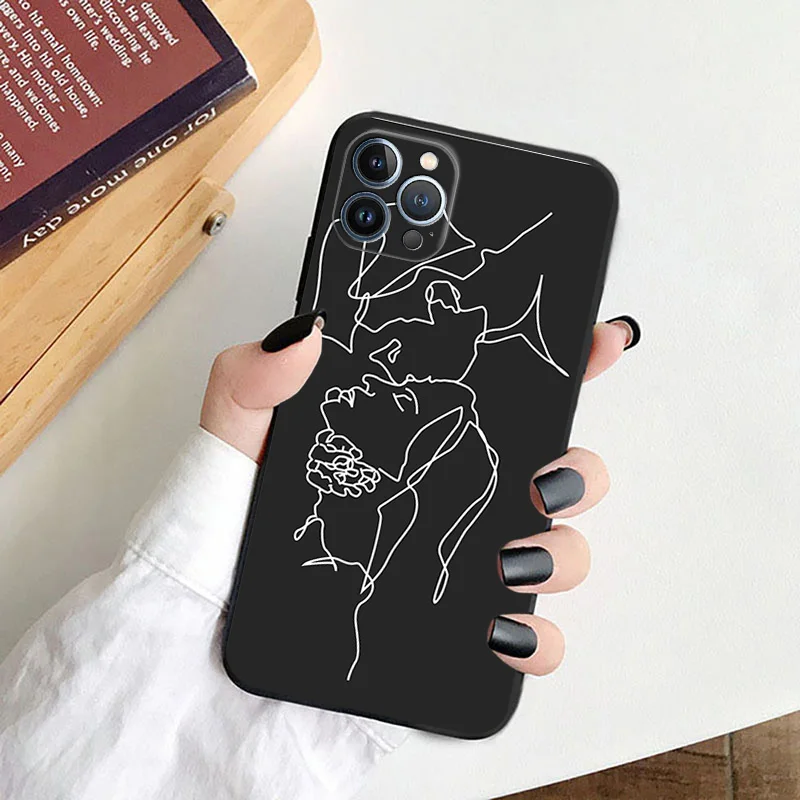 Черные матовые противоударные чехлы для телефонов iphone 15 14 Pro Max 13 12 11 7 8 SE X XR XS 6 6s