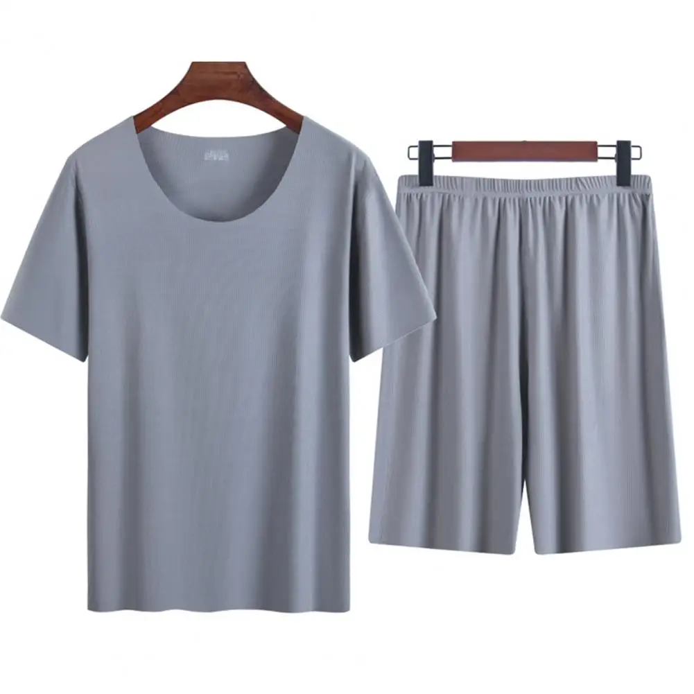 

Men Summer Tracksuit Short Sleeve Summer Pajamas Men Top Shorts Set 2 Pcs/Set