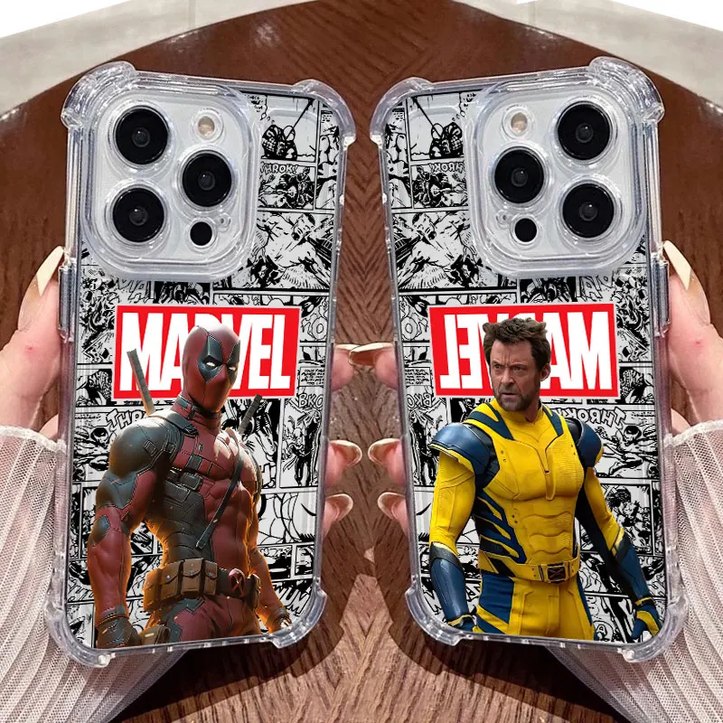 Фото Прозрачный чехол Marvel Deadpool Wolverine для iPhone 17, 16, 15, 14, 13, 12, 11 Pro Max, 16e, 17e, Air, 13 Mini, 15 Plus, XS, XR, X, 7, 8 №2
