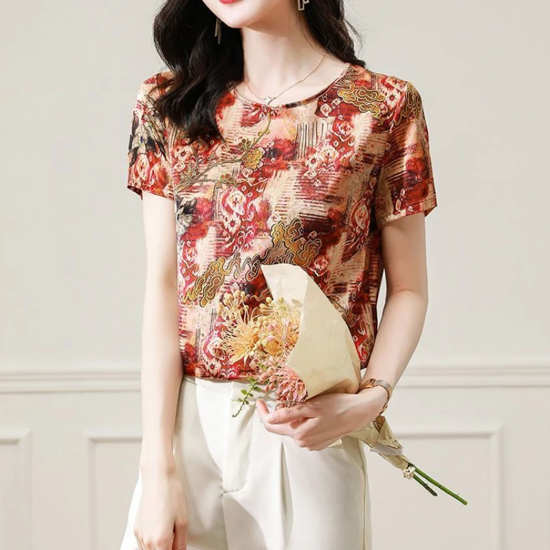 

Women's T-shirt Summer Short Sleeve Plus Size Tees Loose Ladies O-Neck Printing Fashion Female Clothing Pullover Tops