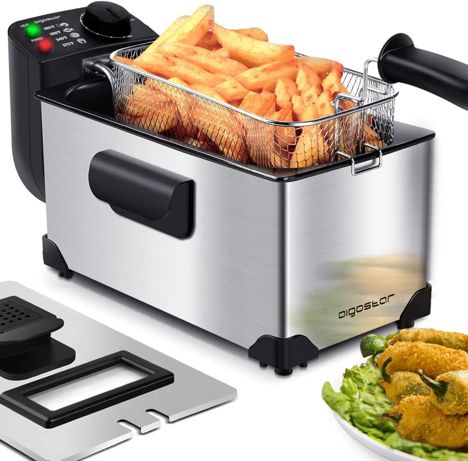 

Deep Fryer, Deep Fat Fryers with Baskets, 3.2 QT Capacity Oil Frying Pot with Temperature Control & View Window, ETL Certif