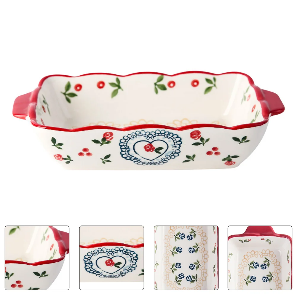 

Baking Ceramic Pan Dish Tray Pans Serving Oven Rectangular Cake Bakewarecasserole Loaf Christmas Lasagna Bread Handle Plate