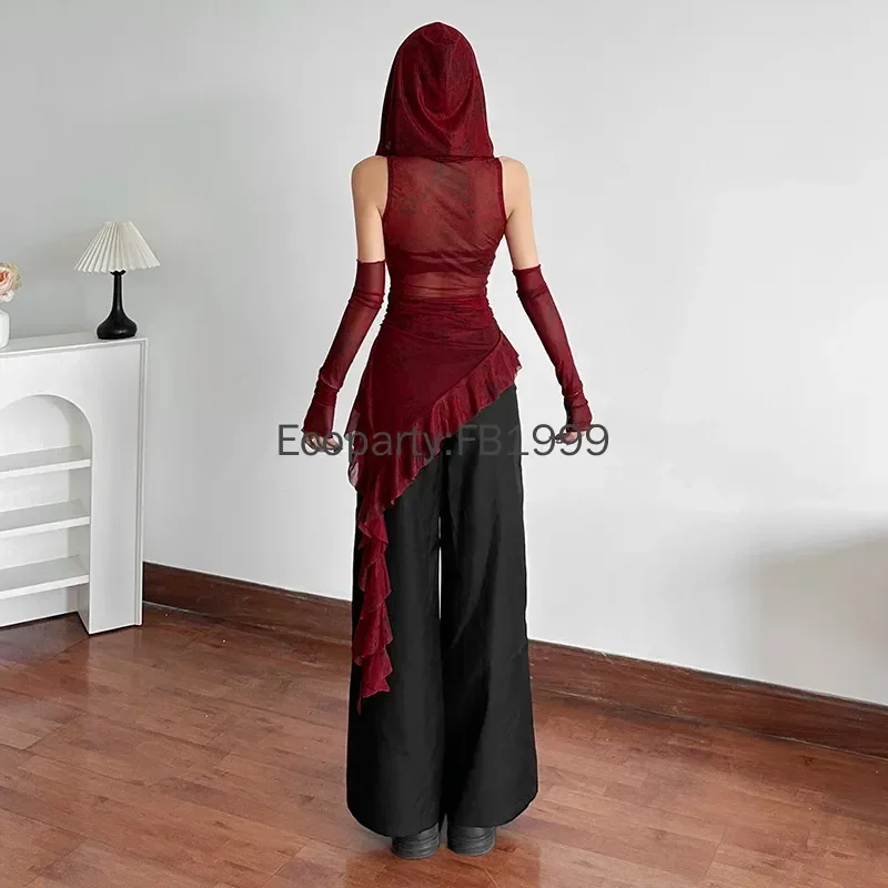 Женская прозрачная однотонная футболка с капюшоном и рюшами S/M/L цвет в