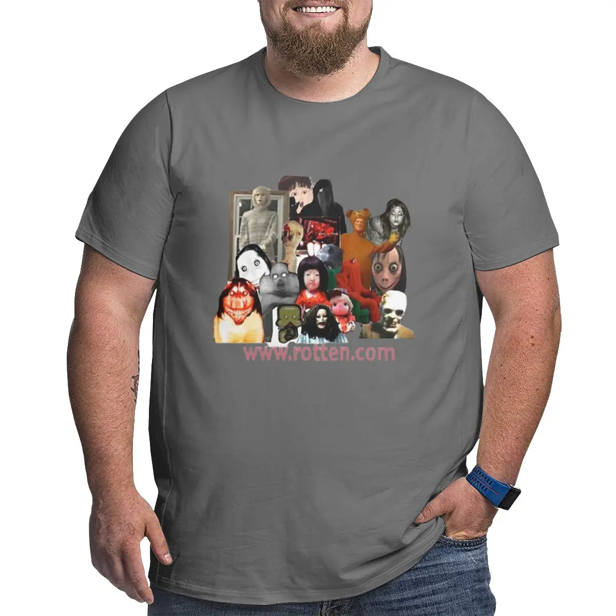 Мужская футболка с коротким рукавом большого и высокого размера Rotten.com_shirt Мягкая