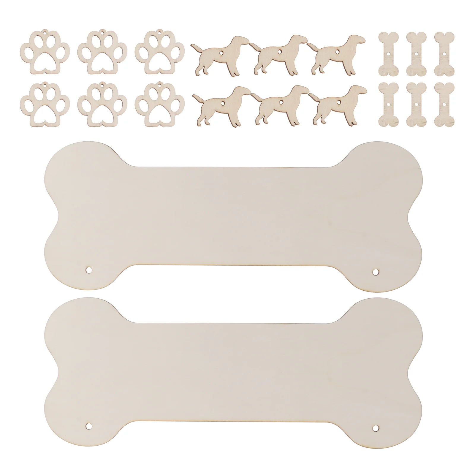

20 Pcs Bone Shaped Wooden Cutouts Blank Flag Plaque Front Door Sign Crafts Dog Hanger