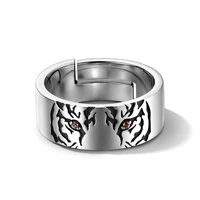 fashion simple tiger totem open rings for men holiday gift retro yellow zircon punk gothic jewelry accessories wholesale bulk