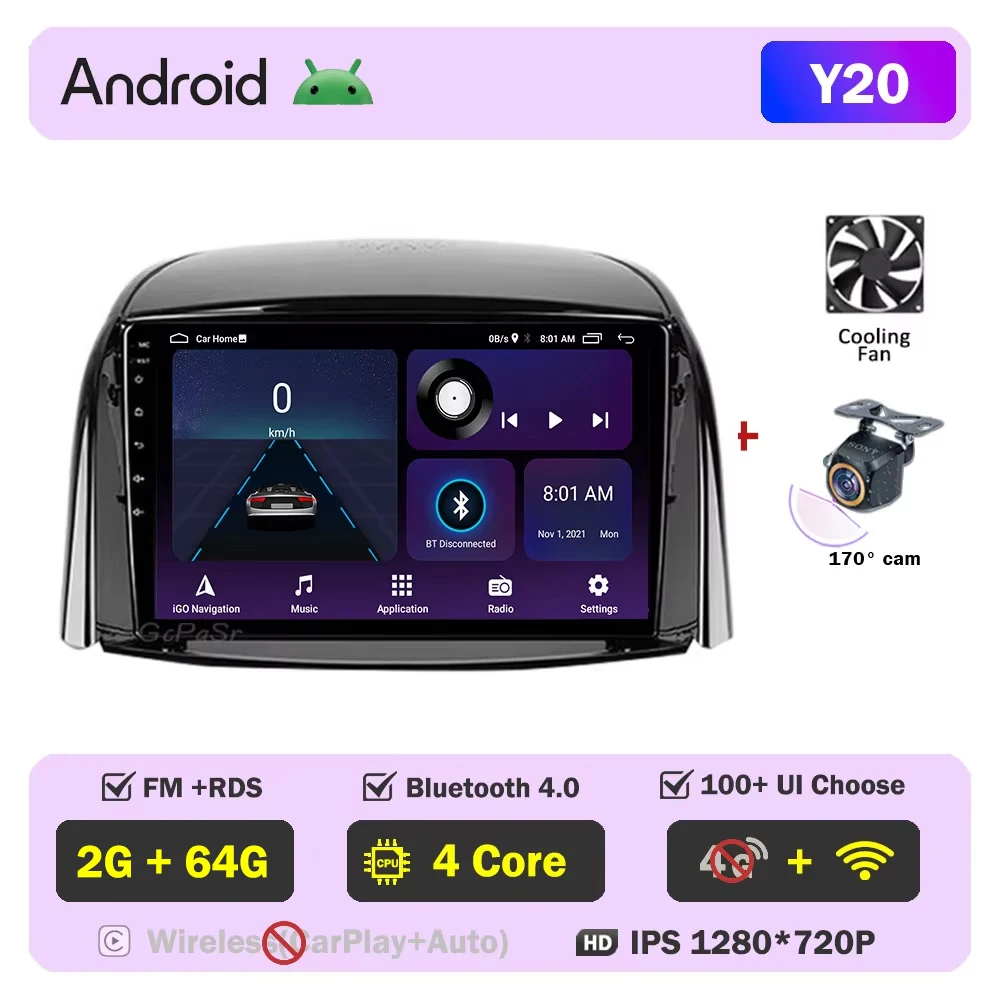 

Для Renault Koleos 2008-2016 Беспроводной Carplay Android Auto Мультимедиа Стерео Автомобильный Радио Видеоплеер Навигация GPS BT NO 2din