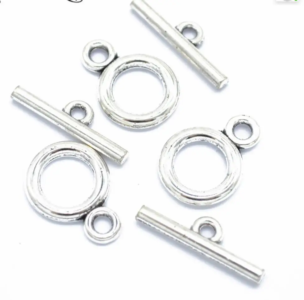 50Sets Silver Color OT Clasp Connector Toggle Clasps Buckle For Jewelry Making DIY Accessories ring 19*14MM,bar 22*6MM F0279