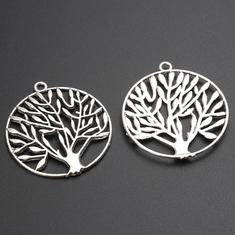 10 шт. круглые металлические браслеты и ожерелья из сплава серебряного цвета